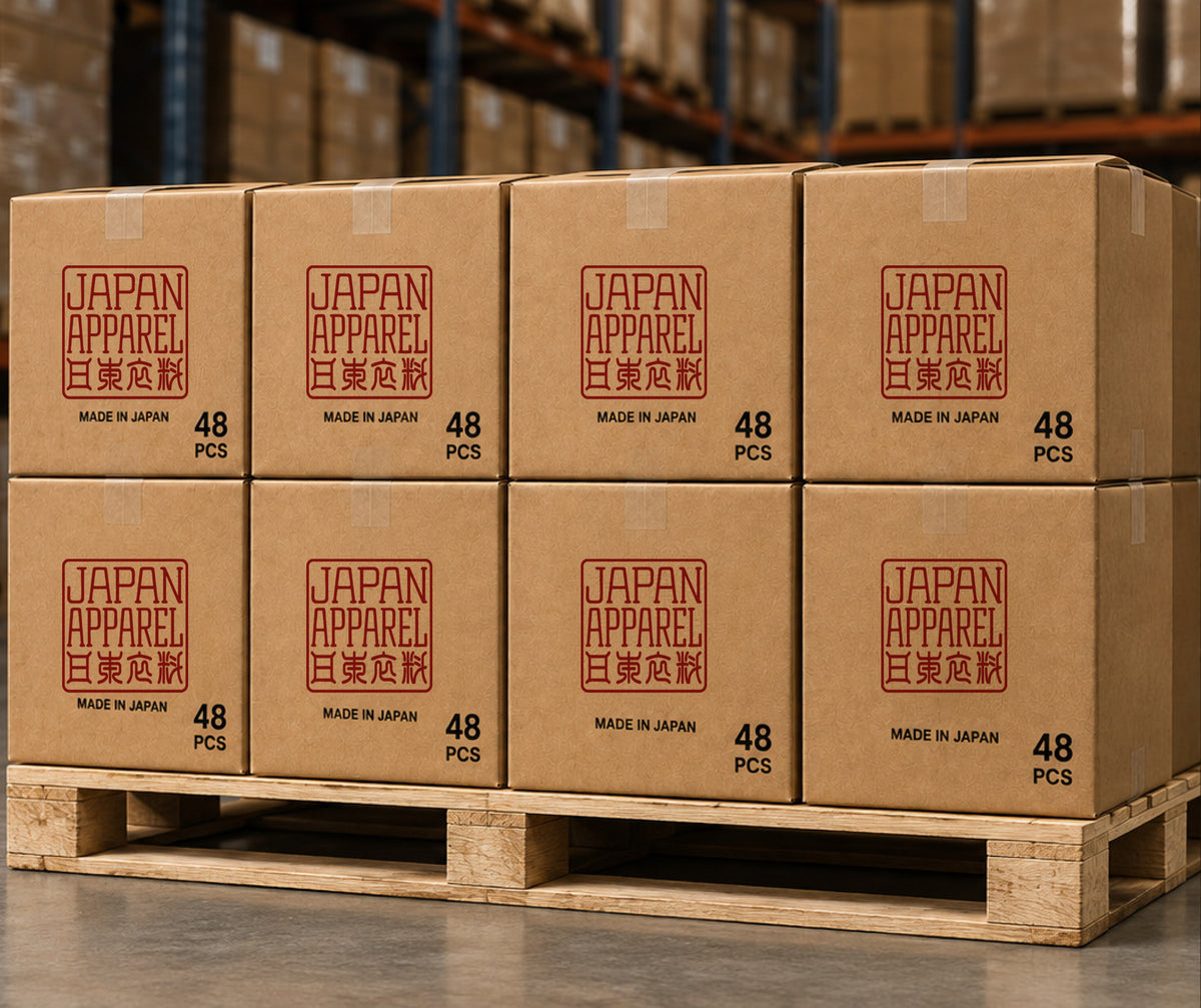 JA-101 cases prepared for a volume program with corrected Japan Apparel logos